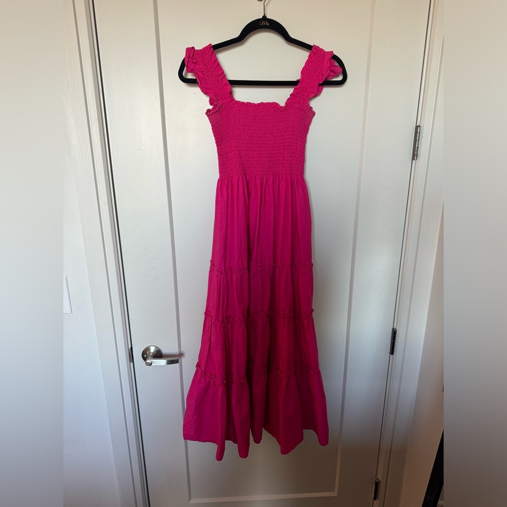 Bright Pink Smocked Maxi Dress - Brand: